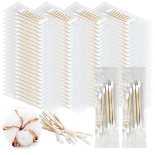 Meanhoo 1000 Count Individually Wrapped Cotton Swabs - 200 Packs of 5 for Travel & Hygiene
