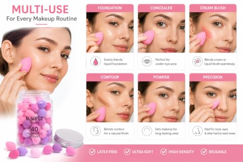 40-Piece Makeup Sponge Set for Flawless Application