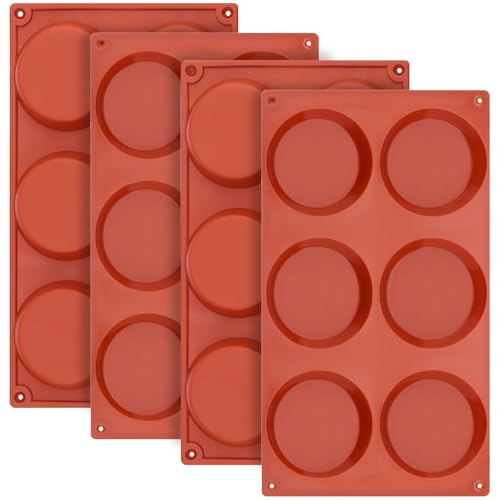 Ocmoiy Non-Stick Silicone Egg Mold Set - 4 Round Baking Molds (3 Inch)