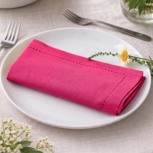 Palisa Hot Pink Cotton Cloth Napkins - Set of 4, 18x18 Inch