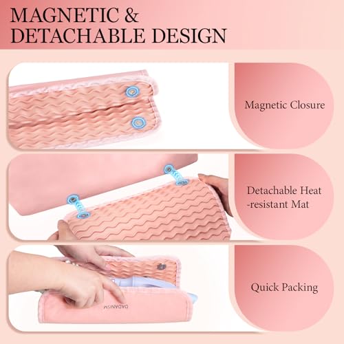 Dadanism Heat-Resistant Hair Tool Travel Bag with Removable Mat, Pink