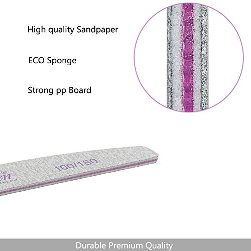Jutoe 25 Pcs Nail Files with 100/180 Grit Double Sided Emery Boards for Manicure & Pedicure