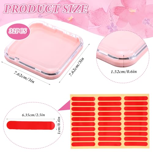 Tolare 4-Color 32-Pack Press On Nail Storage Boxes with 60 Double-Sided Adhesive Tapes