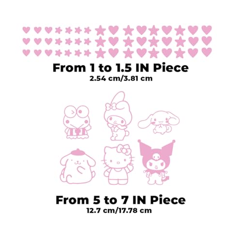 Sanrio Pack Vinyl Wall Decals - Cute 7" x 5" Stickers for Kids Room