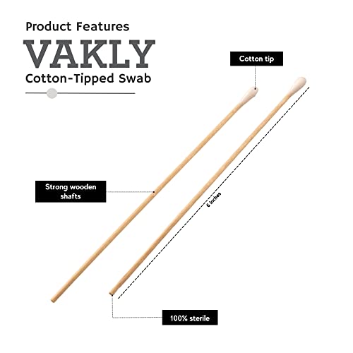 Vakly Sterile Cotton Tipped Applicators 6 in - 400 Pack for Precision Use