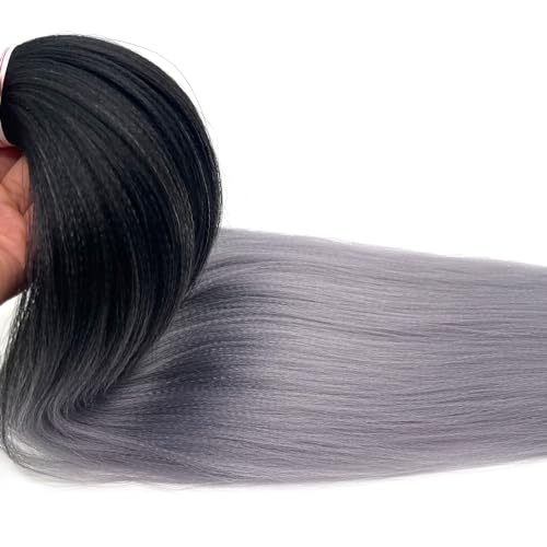 SIXERSI 26 Inch Grey Ombre Pre Stretched Braiding Hair Extensions Pack of 8 for Knotless Braid Styles