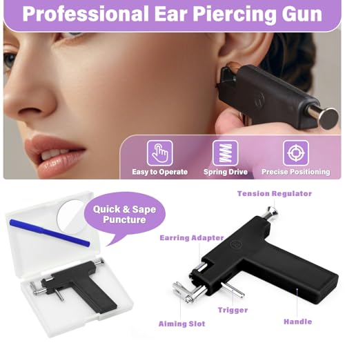 Evatage Black Professional Ear Piercing Gun Kit for Safe Home Use