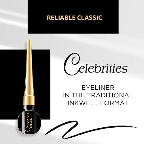Eveline Celebrities Black Waterproof Eyeliner - Smudge-Proof, Long-Lasting Makeup