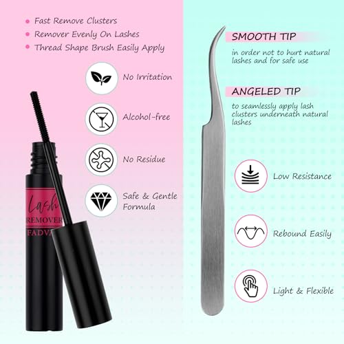 FADVAN DIY Lash Extension Kit with Bond, Seal, Remover, and Tweezers