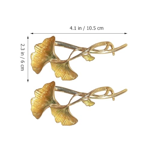 Ginkgo Leaf Hair Clips - 2 Pack Elegant Alloy Hair Barrettes