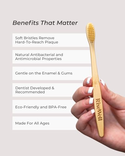 RiseWell Soft Bamboo Toothbrush for Kids & Adults - BPA Free