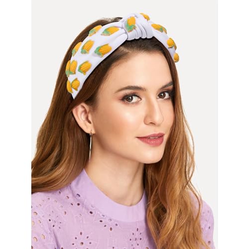 Corn Print Knotted Headband for Women & Girls - Tropical Summer Hair Accessory