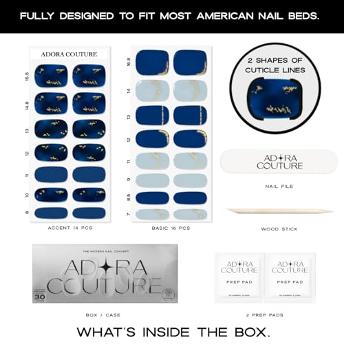 Semi-Cured Gel Nail Strips Kit - 30 Salon-Quality Stickers