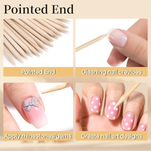 500PCS Double Sided Wooden Cuticle Pushers for Nails - RAQEHO