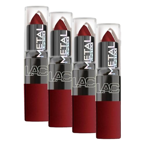 L.A. COLORS Metal Lipstick, Ruby Slippers CML567 - Pack of 4