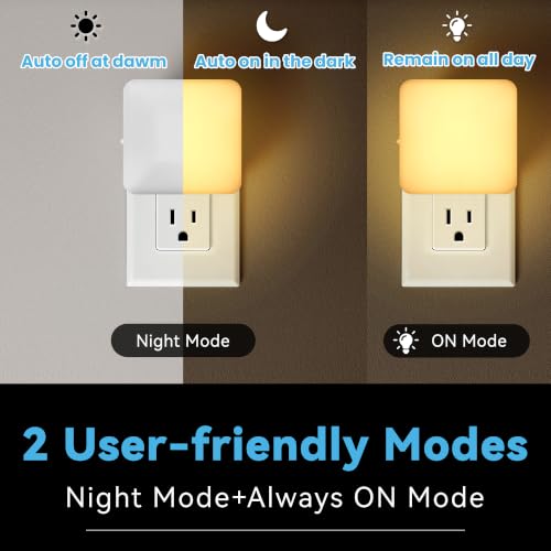 Hiwrolat Dusk to Dawn Sensor Night Lights - 4 Pack, Soft Warm White