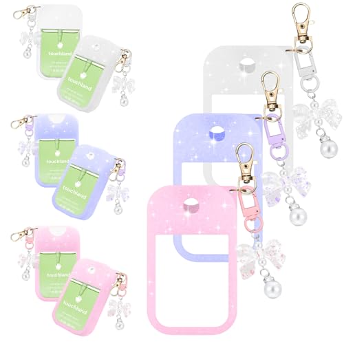 Touchland Hand Sanitizer Silicone Case with Bow Keychain - Pink/Purple/White