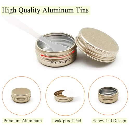 24 Pack 10ml Aluminum Cosmetic Tin Jars with Screw Lids & Accessories