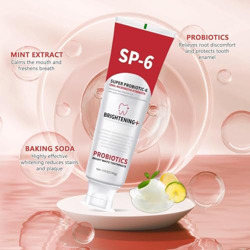 SP-6 Probiotic Whitening Toothpaste - 2 Pack, Fluoride-Free Mint
