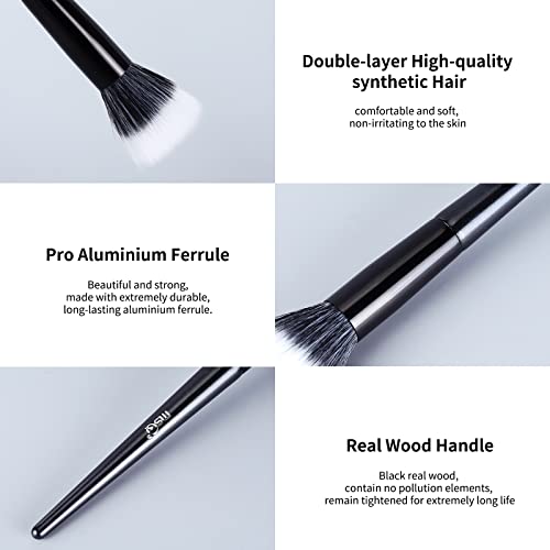 MSQ 2PCS Stipple Blush Brushes Set - Flat Top Duo Fiber Makeup Brushes