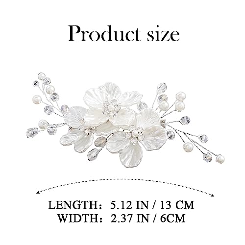 EVILD White Flower Hair Clip with Pearls – Elegant Bridal Hair Barrette