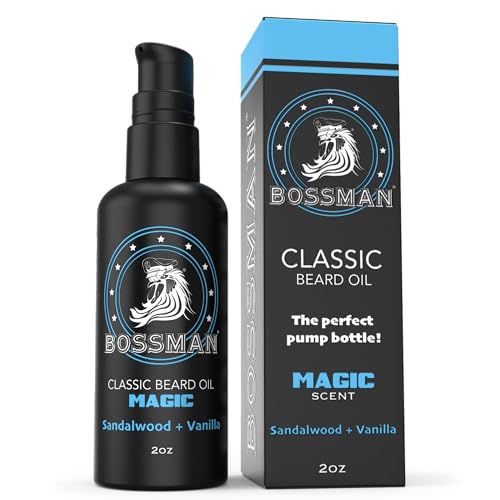 Bossman Classic Beard Oil for Men - 2 oz Natural Moisturizer with Pump
