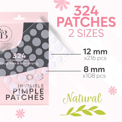 BLOOMORA Hydrocolloid Pimple Patches - 324 Count, Clear & Discreet