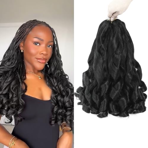 12 Inch French Curl Braiding Hair - 8 Packs Synthetic Loose Wavy 1B
