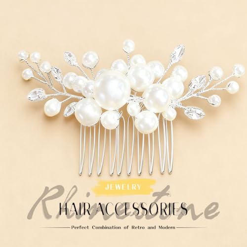 EVILD Pearl Bridal Hair Comb Silver Wedding Hair Accessories for Women