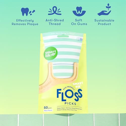 Eco-Friendly Dental Floss Picks - 50ct Straw Wheat Vegan Mint