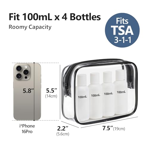 PACKISM TSA Approved Clear Travel Toiletry Bag for Cosmetics & Essentials