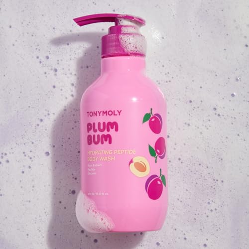 TONYMOLY Plum Body Wash with Peptides & Glycerin - Hydrating Korean Shower Gel, 13.5 fl oz