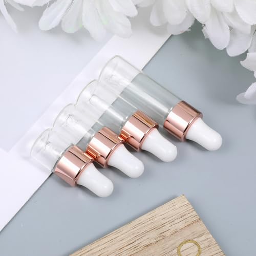 8-Pack Rose Gold Essential Oil Dropper Bottles - Mini Glass Vials (2ml, 3ml, 4ml, 5ml)