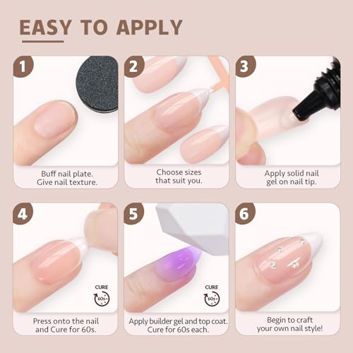 GUFUGU Style-5 150 Pcs Colorful French Tip Press On Nails Medium Coffin Full Cover Fake Nails Reusable for Women