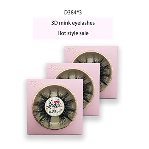 Mikiwi 3D Mink Eyelashes - Fluffy 20mm Luxury Lashes, 3 Pairs