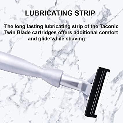 Taconic All-Metal Chrome Razor - Ergonomic Twin Blade Handle with 10 Pivot Plus Personna Blades | Durable Design