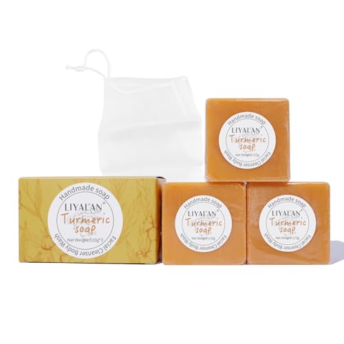 LIYALAN Turmeric Soap Bar - 3 Pack for Cleansing & Moisturizing
