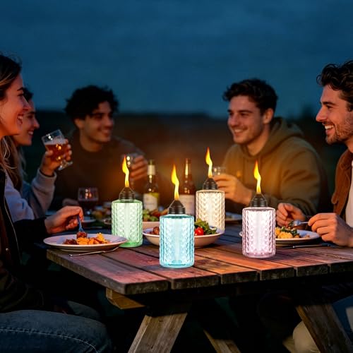 KintKita 4 Pack Citronella Table Torches - 12oz Glass Outdoor Lighting