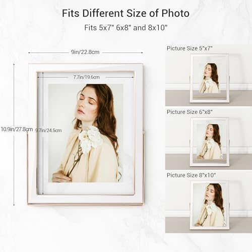 8x10 Gold Floating Picture Frame with Enamel Finish - Vertical Display