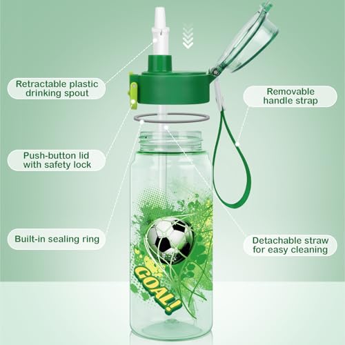 Wooshwa Tritan Kids Water Bottle 18.6 Oz Leakproof with Straw