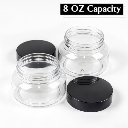 TUZAZO 8 Oz Premium Plastic Tuscany Jars with Lids - 12 Pack