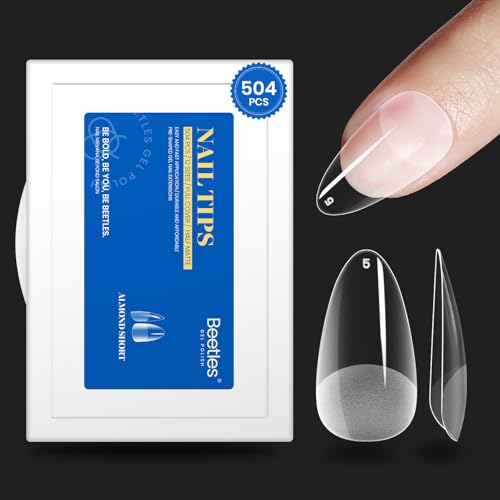 Beetles Gel Nail Tips - 504 Pcs Short Almond Full Cover for Easy Extensions