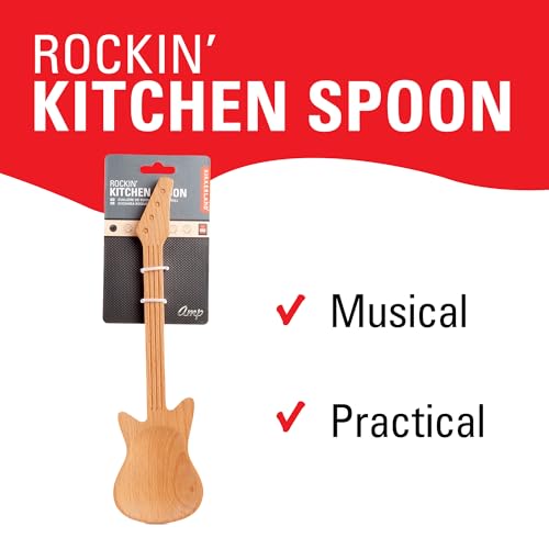 Kikkerland Guitar Wooden Spoon – Beechwood, Heat Resistant Kitchen Utensil