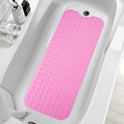ZHICHENG Non-Slip Bath Mat 39 x 16 Inch - Machine Washable with Drain Holes