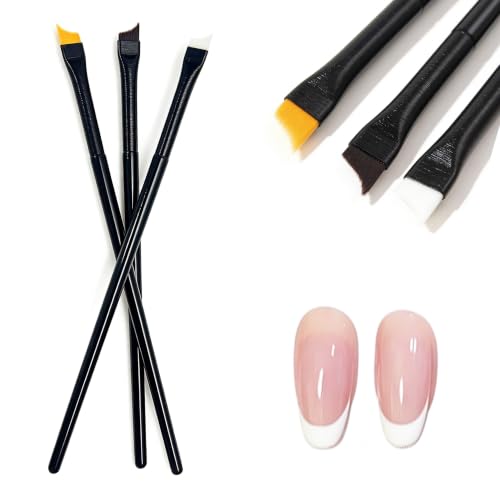 Calyuna Oblique Head French Tip Nail Brush Set - Pack of 3