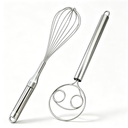 Tombili 2-Piece Danish Dough & Balloon Whisk Set - 12 Inch Stainless Steel