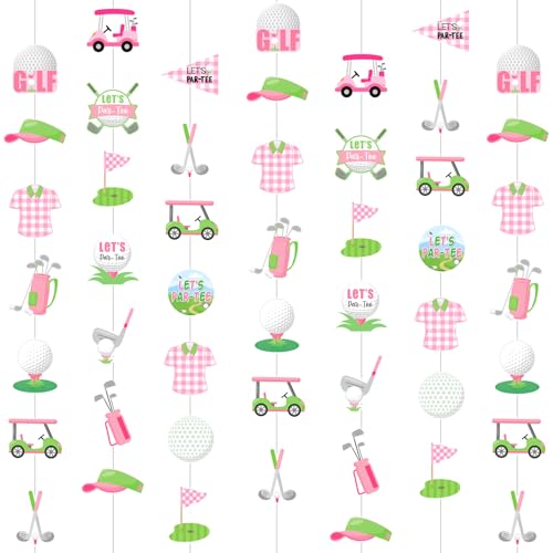 Pink Golf Party Decorations - 6Pcs Hanging Garlands for Girls