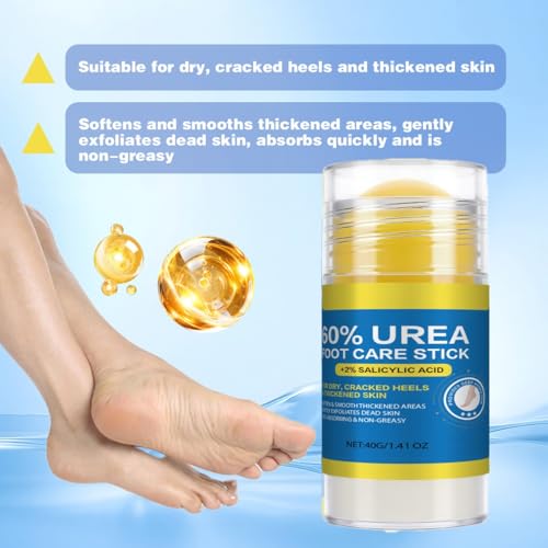 Urea Foot Care Stick 60% with Salicylic Acid for Dry Cracked Feet & Skin
