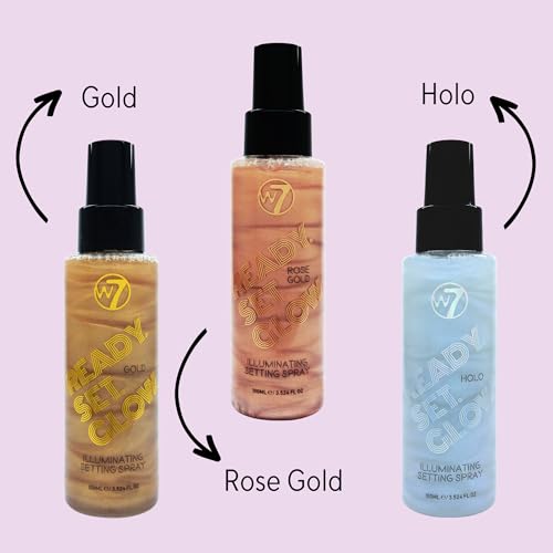 W7 Ready Set Glow Makeup Setting Spray - Long-Lasting Shimmer Finish