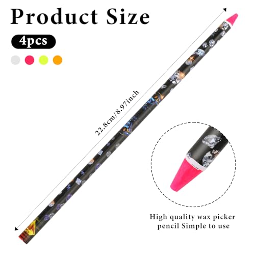 Rhinestone Picker Tool Set - 4 Adhesive Wax Pencils & Sharpener